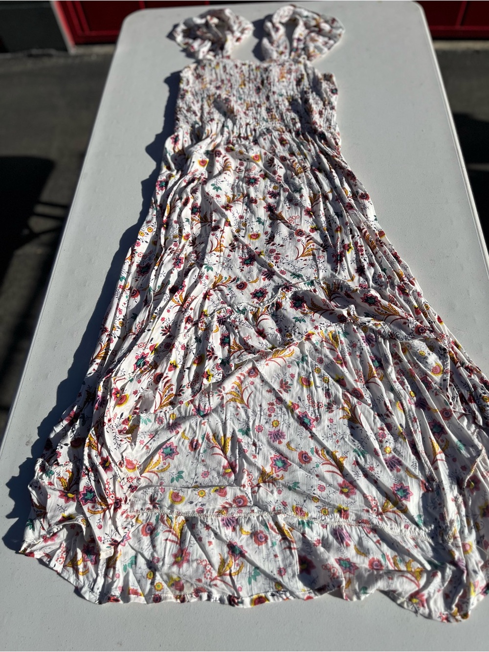 White Floral High-Low Maxi Dress